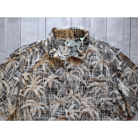 Men's Casual Button Down Shirt - Black and Cream - Picture 2 of 6